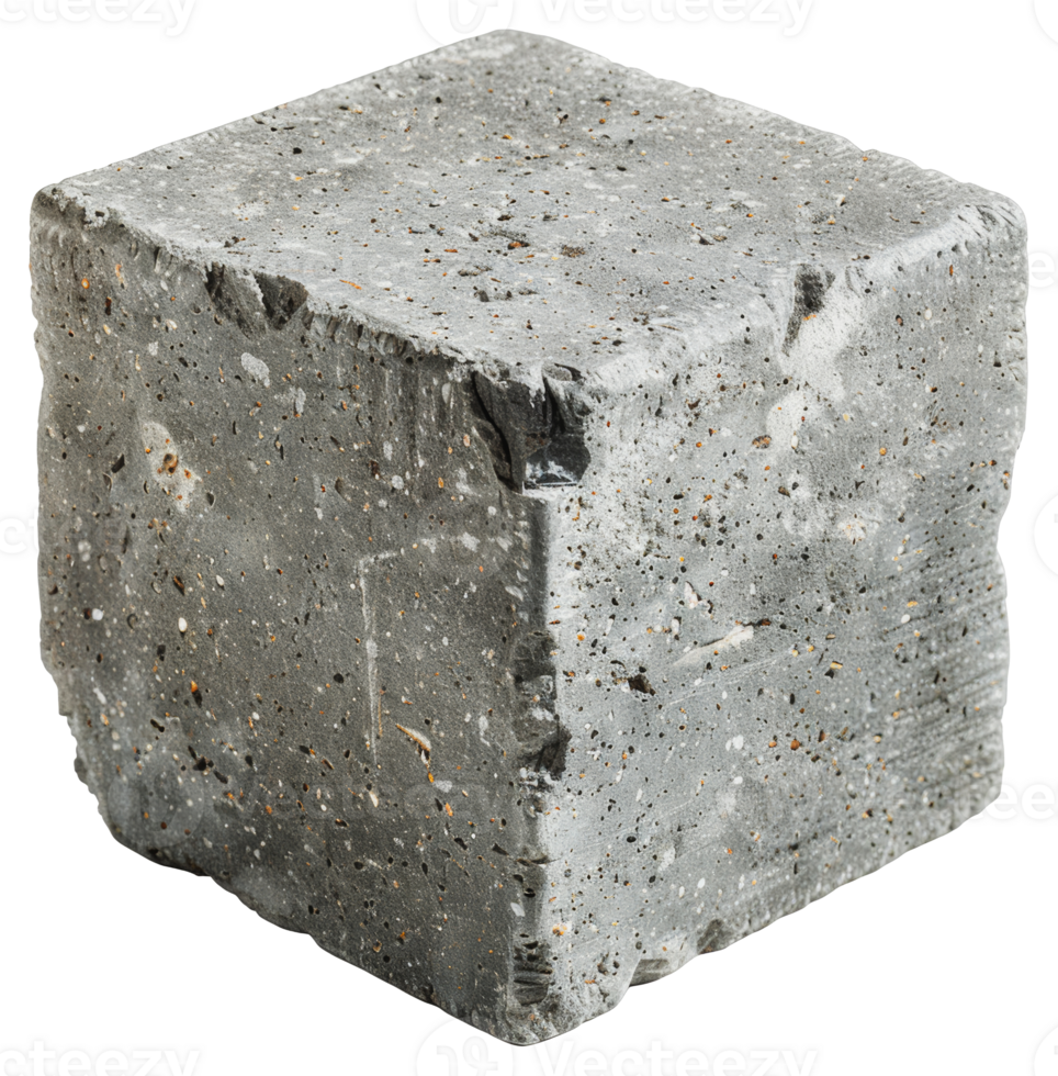Single gray cinder block, cut out - stock png. png