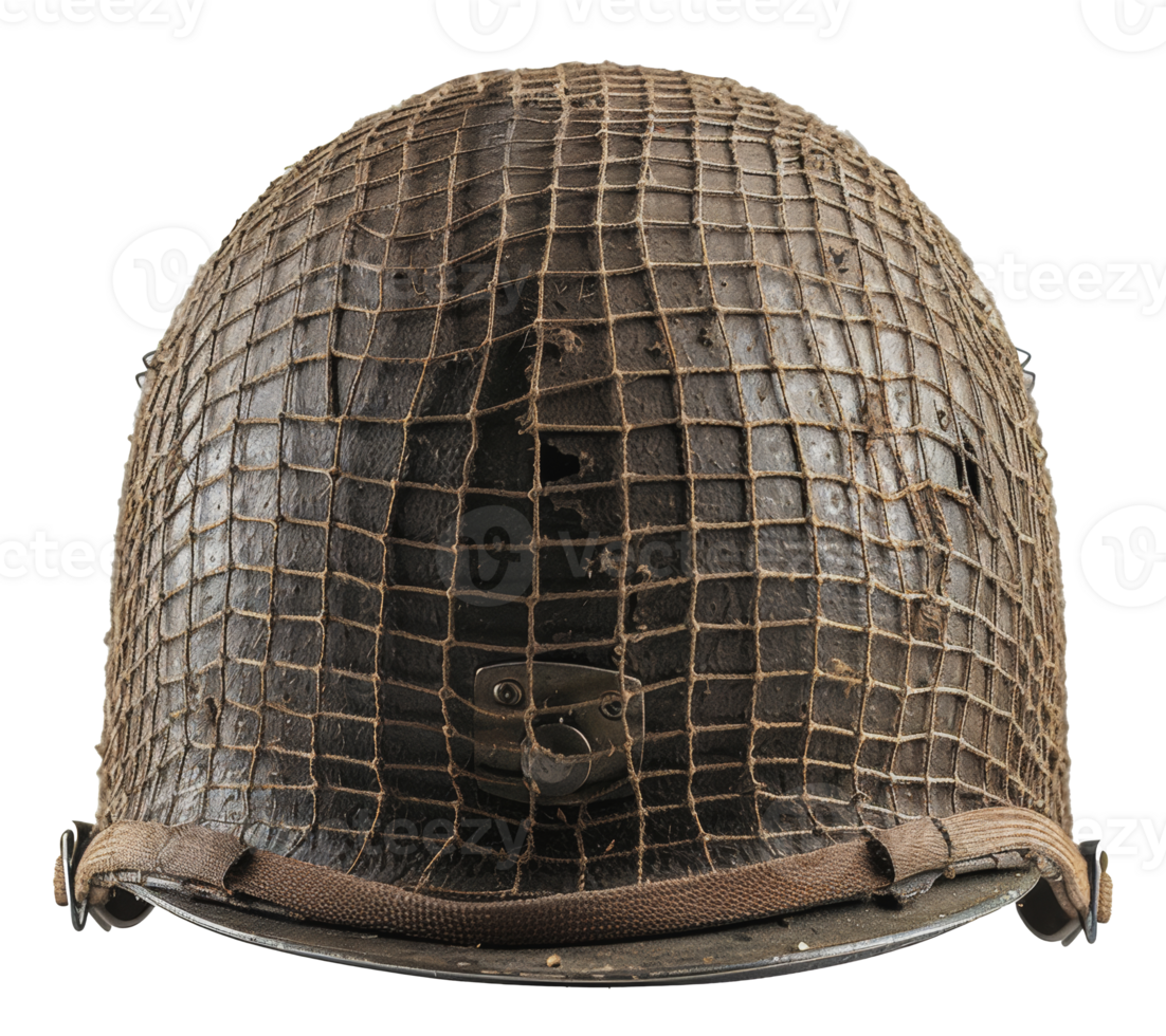 World war ii american soldiers helmet with netting, cut out - stock png. png