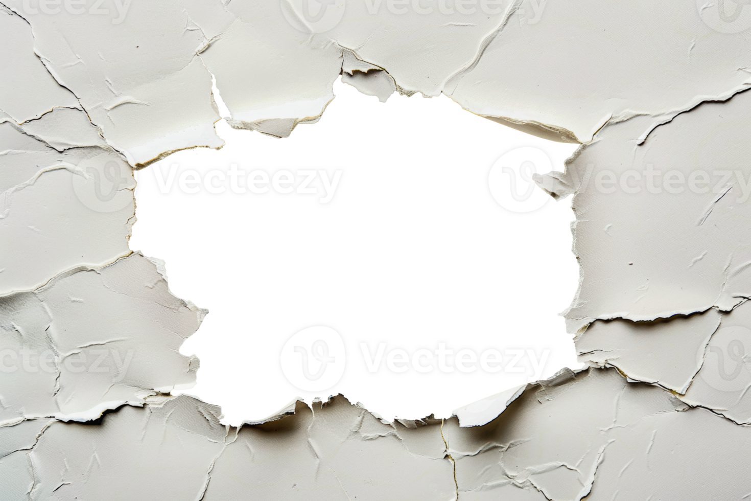 Torn white paper with a square hole in the center, cut out - stock png. png