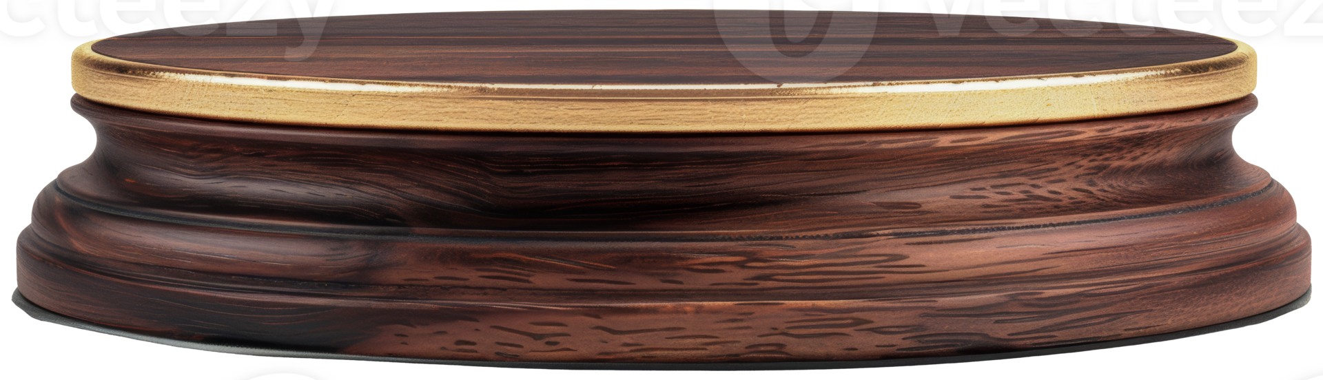 Wooden trophy base with gold trim, cut out - stock png. png