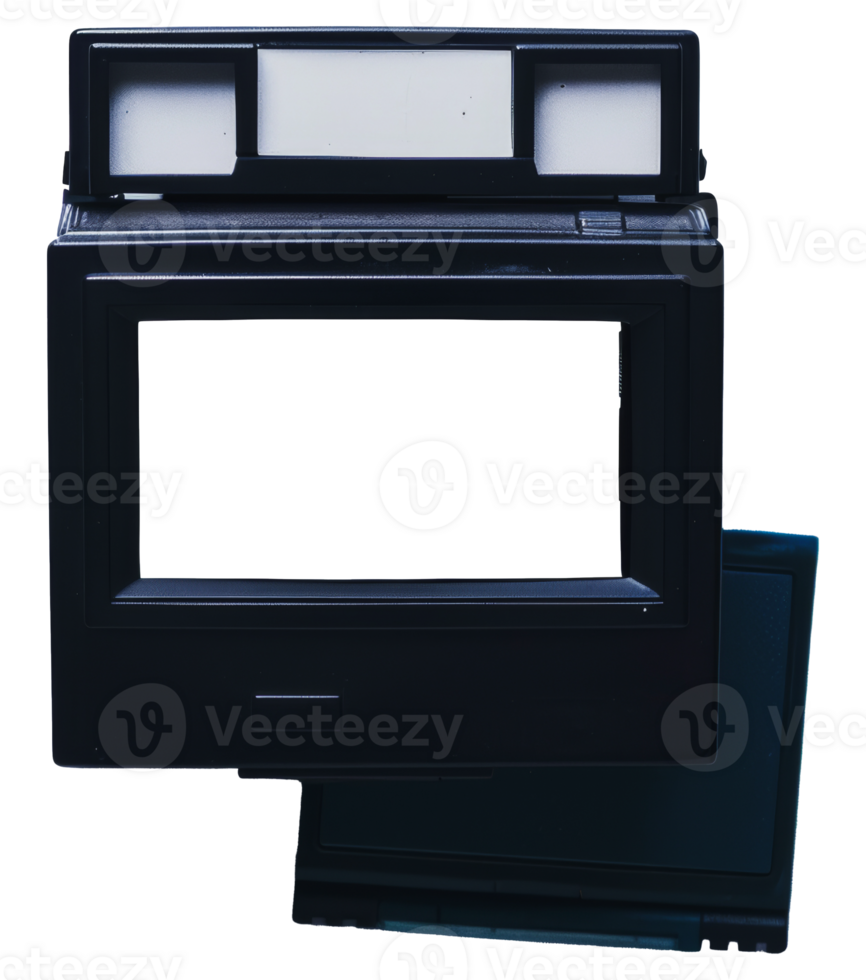 Black polaroid frame, cut out - stock png. png