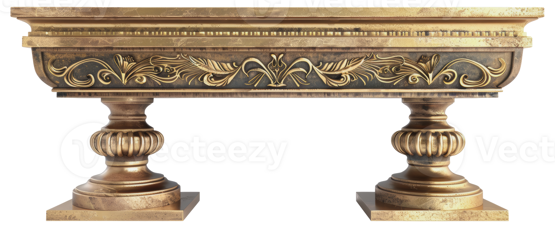 Ornate gold trophy base for video game awards, cut out - stock png. png