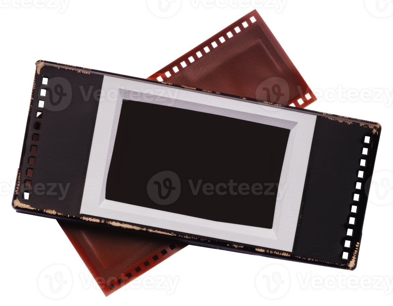 Vintage polaroid frame with blank film strip, cut out - stock png. png