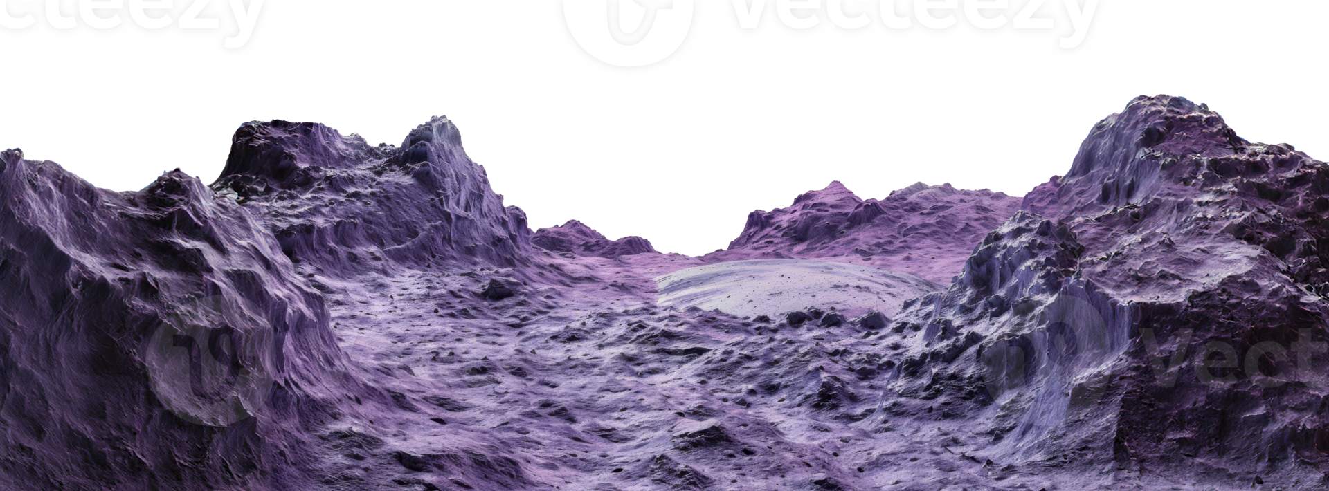 Purple mountain range landscape, cut out - stock png. png