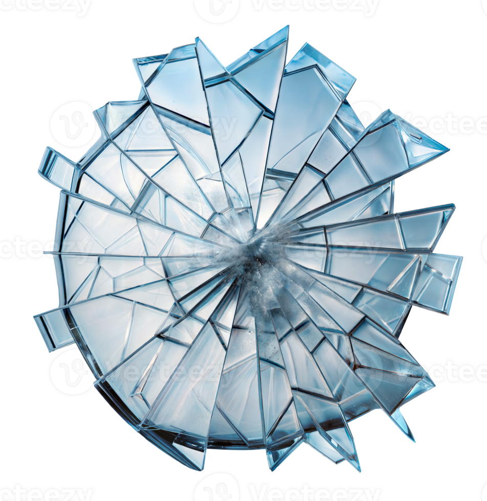 Shattered glass circular pattern, cut out - stock png. png