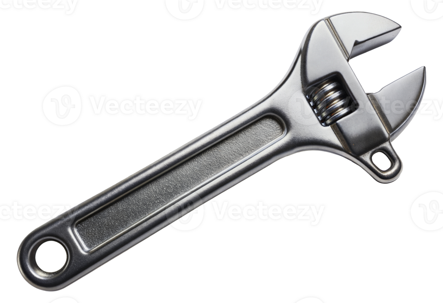 Silver adjustable wrench, cut out - stock png. png
