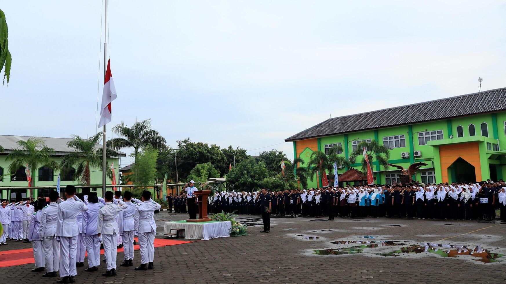 Paskibraka an Indonesian flag raiser during the while on duty at the flag ceremony photo
