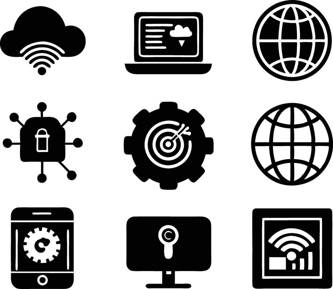 set of technology icon. technology, digital, background, business, network, data, abstract, futuristic, information vector
