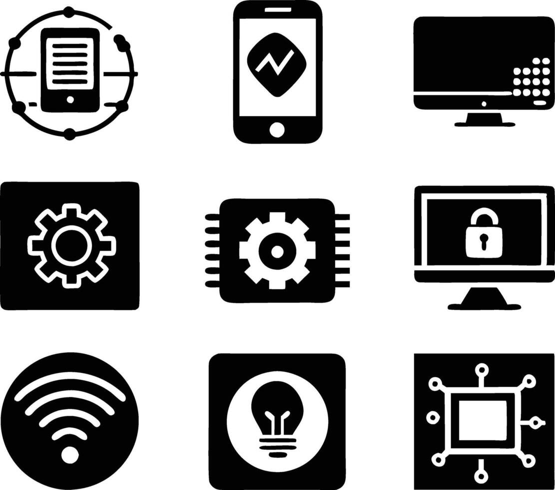 set of technology icon. technology, digital, background, business, network, data, abstract, futuristic, information vector