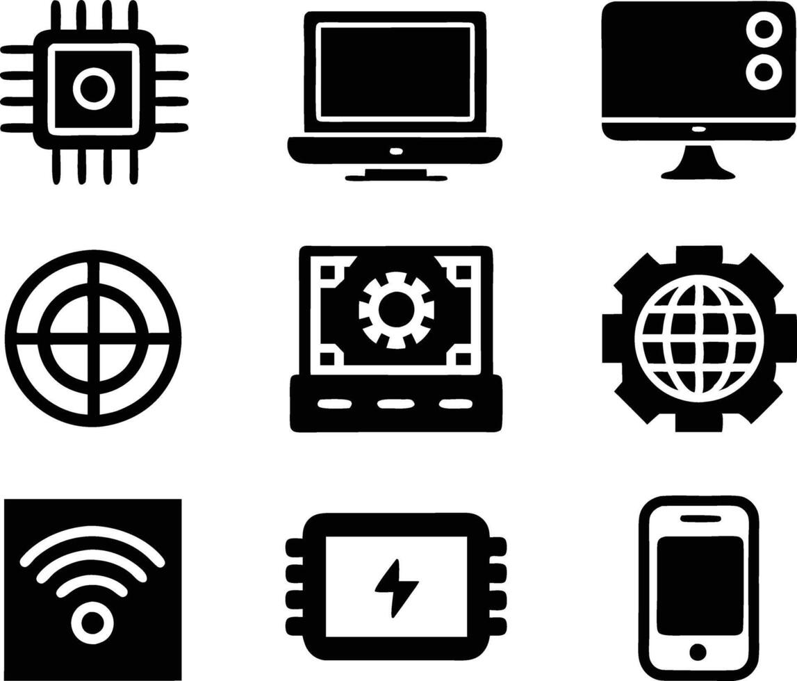set of technology icon. technology, digital, background, business, network, data, abstract, futuristic, information vector