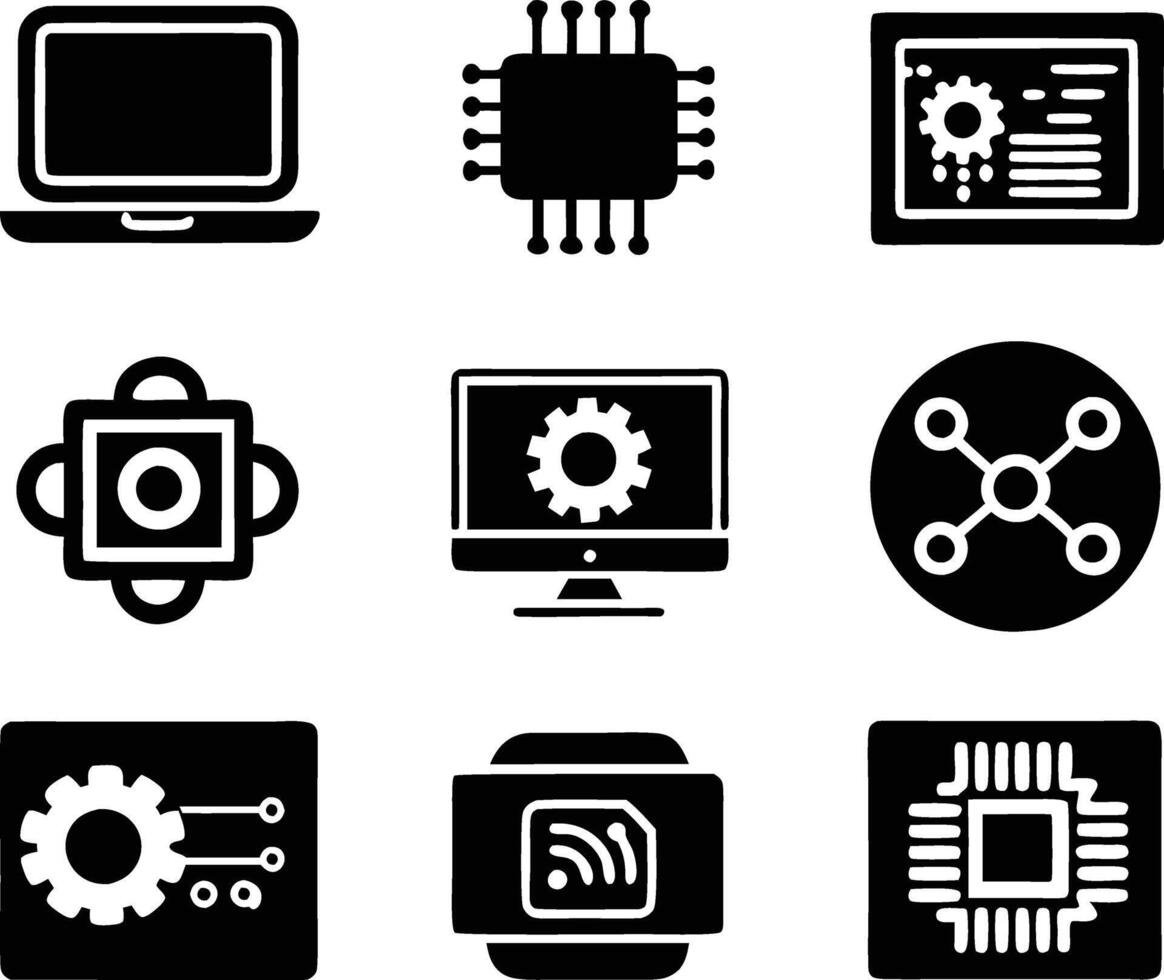 set of technology icon. technology, digital, background, business, network, data, abstract, futuristic, information vector