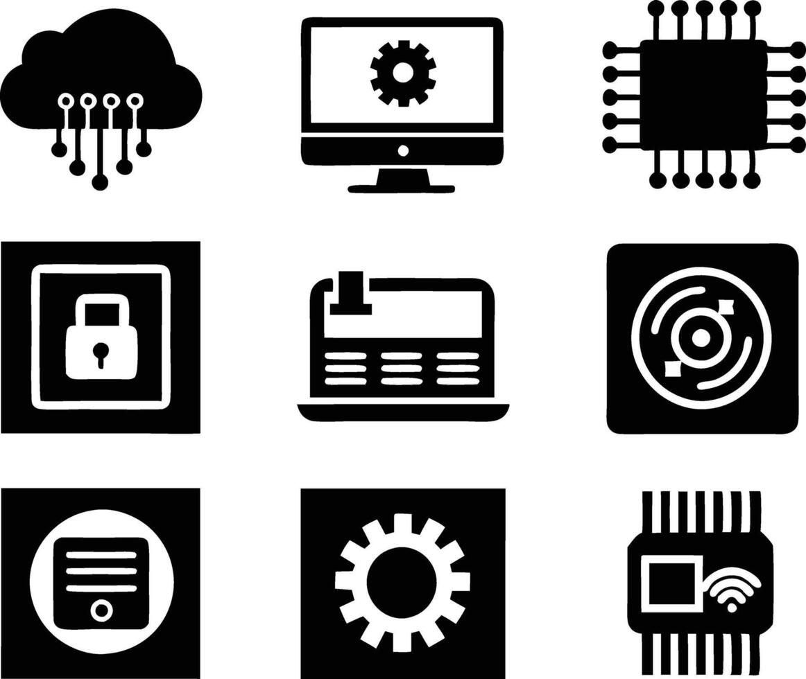 set of technology icon. technology, digital, background, business, network, data, abstract, futuristic, information vector
