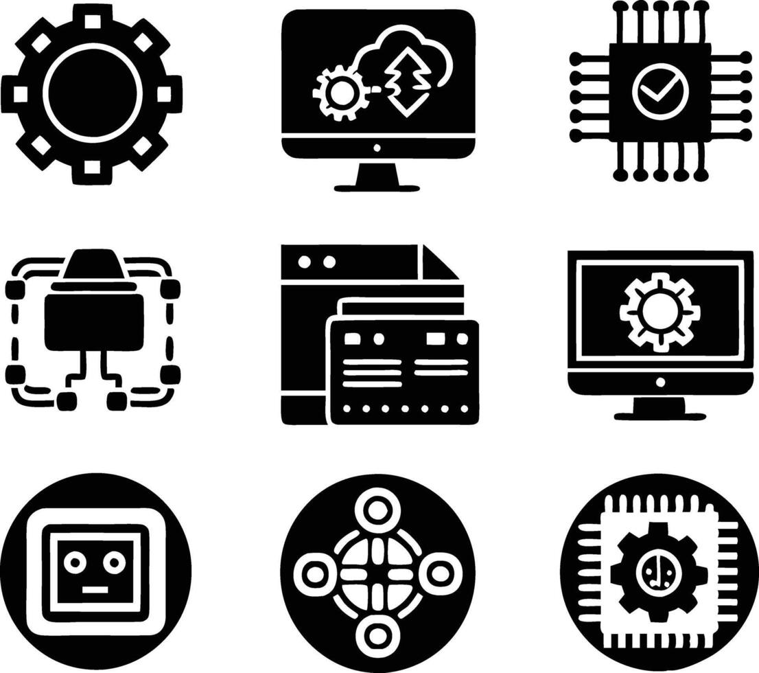 set of technology icon. technology, digital, background, business, network, data, abstract, futuristic, information vector