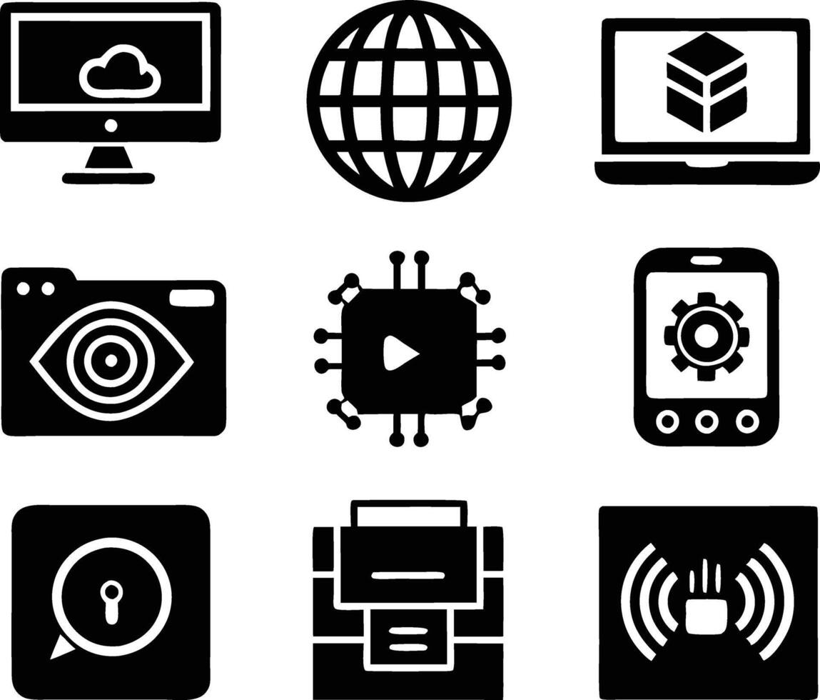 set of technology icon. technology, digital, background, business, network, data, abstract, futuristic, information vector