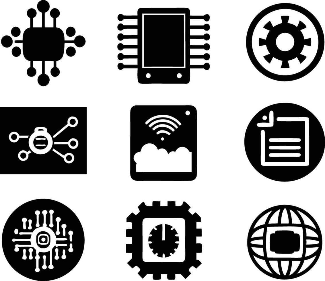 set of technology icon. technology, digital, background, business, network, data, abstract, futuristic, information vector