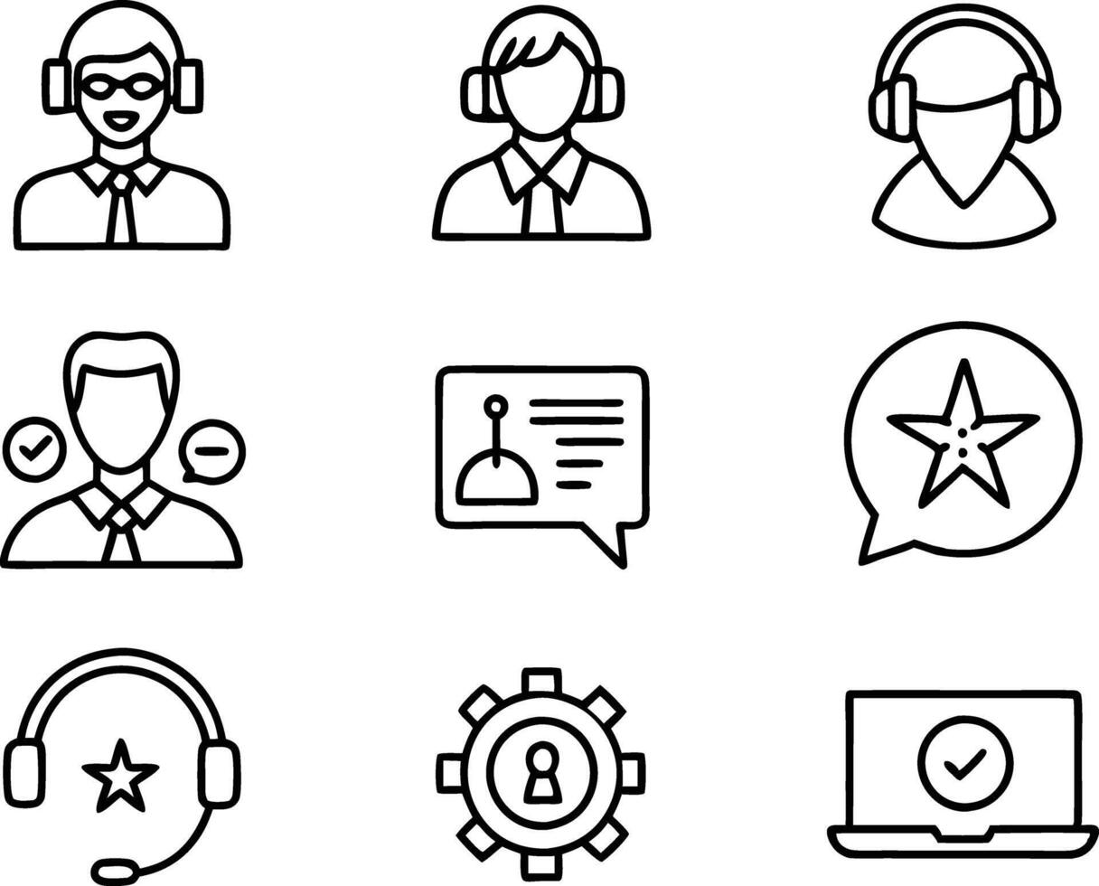 set of Customer service and support icon. support, service, help, business, customer, technology, call, online, contact vector