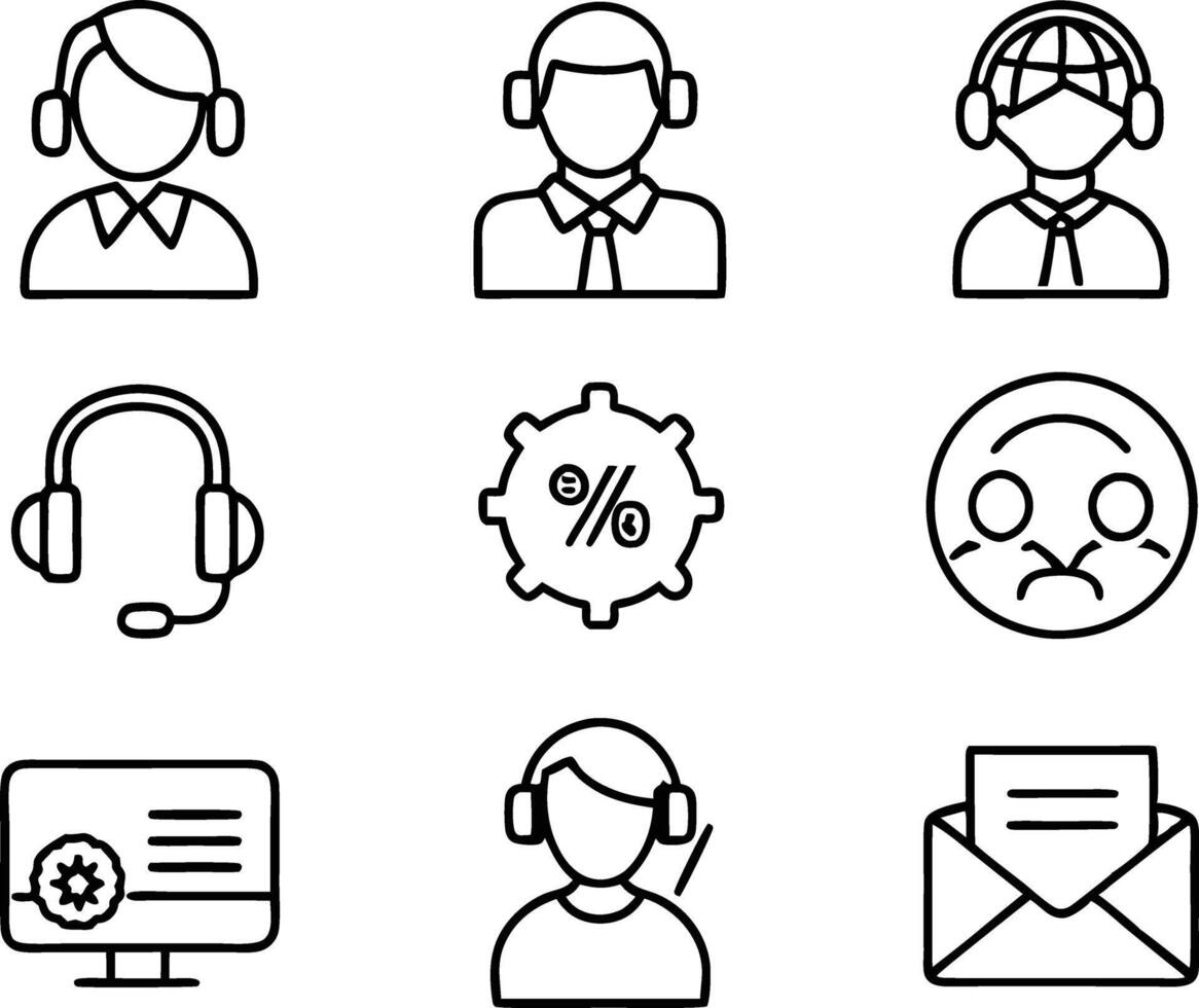 set of Customer service and support icon. support, service, help, business, customer, technology, call, online, contact vector