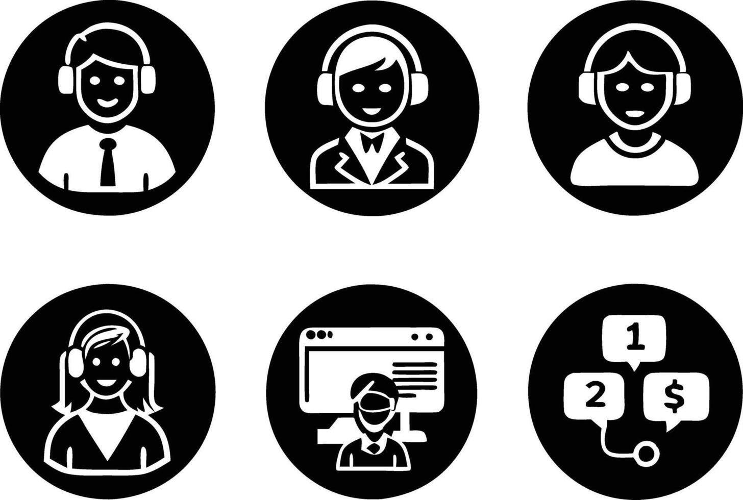 set of Customer service and support icon. support, service, help, business, customer, technology, call, online, contact vector
