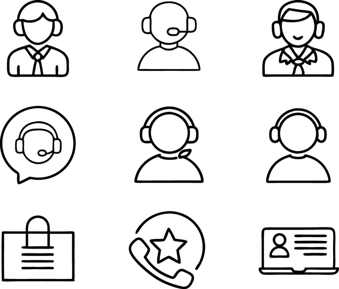 set of Customer service and support icon. support, service, help, business, customer, technology, call, online, contact vector
