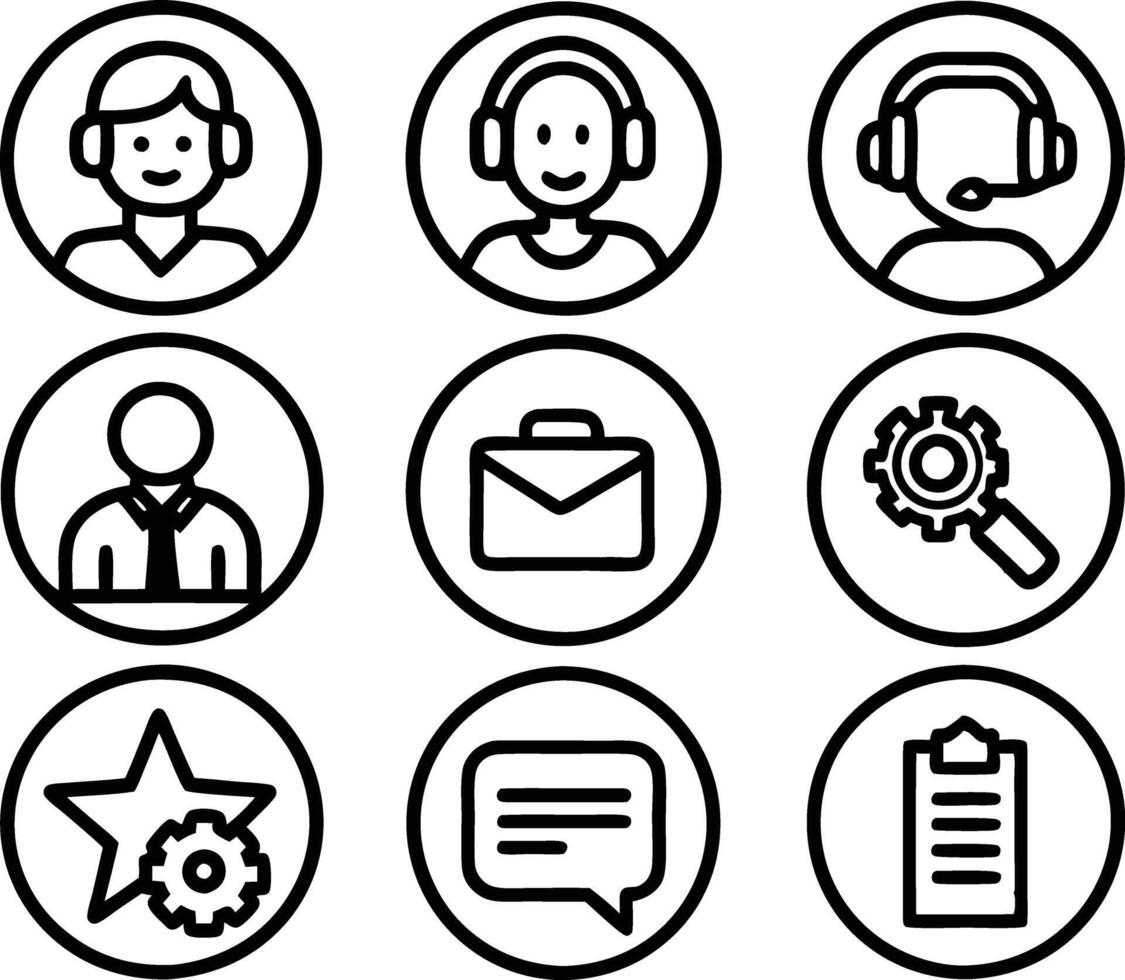 set of Customer service and support icon. support, service, help, business, customer, technology, call, online, contact vector