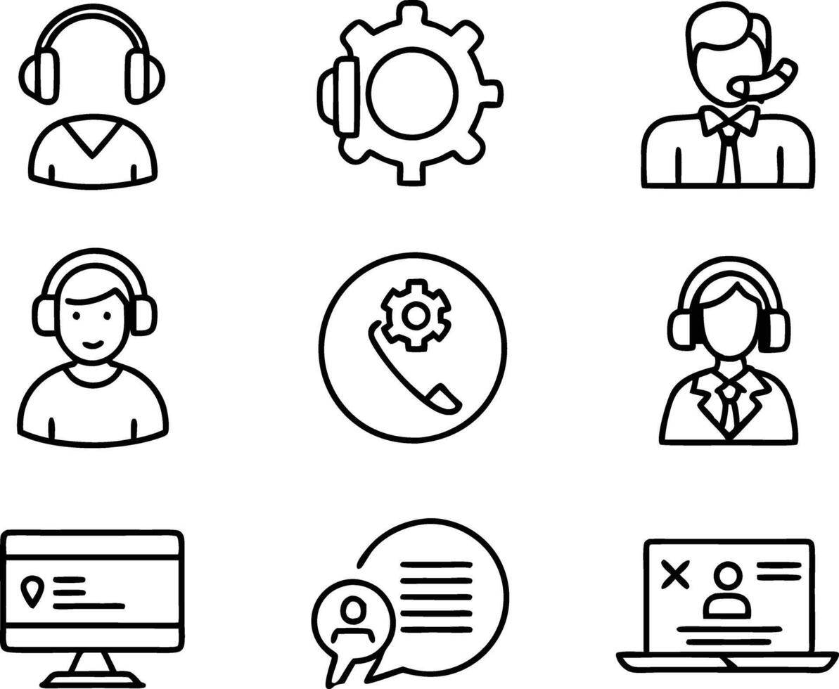 set of Customer service and support icon. support, service, help, business, customer, technology, call, online, contact vector
