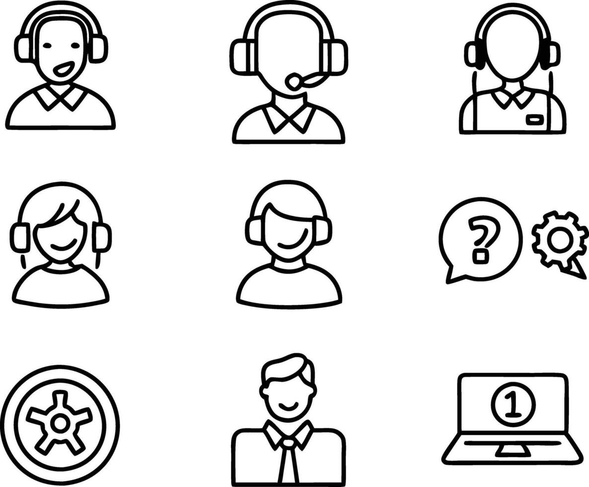 set of Customer service and support icon. support, service, help, business, customer, technology, call, online, contact vector