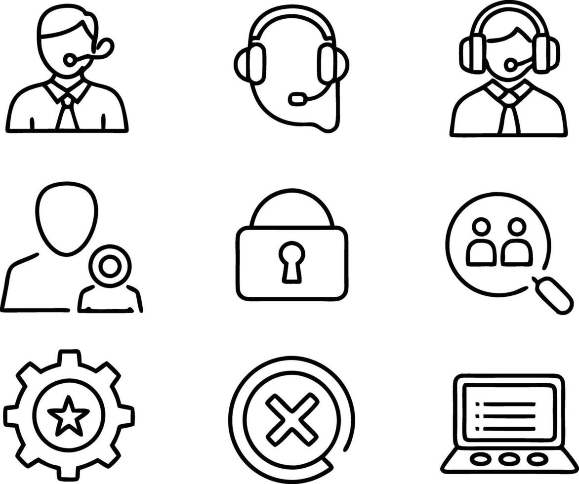 set of Customer service and support icon. support, service, help, business, customer, technology, call, online, contact vector