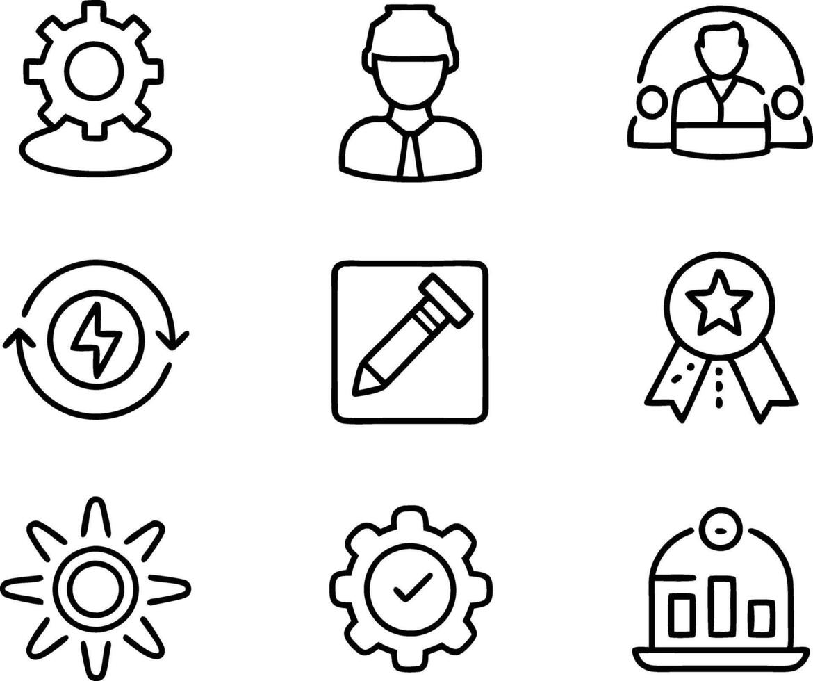 set of skills icon line art. skill, concept, development, education, training, skills, youth, creative vector