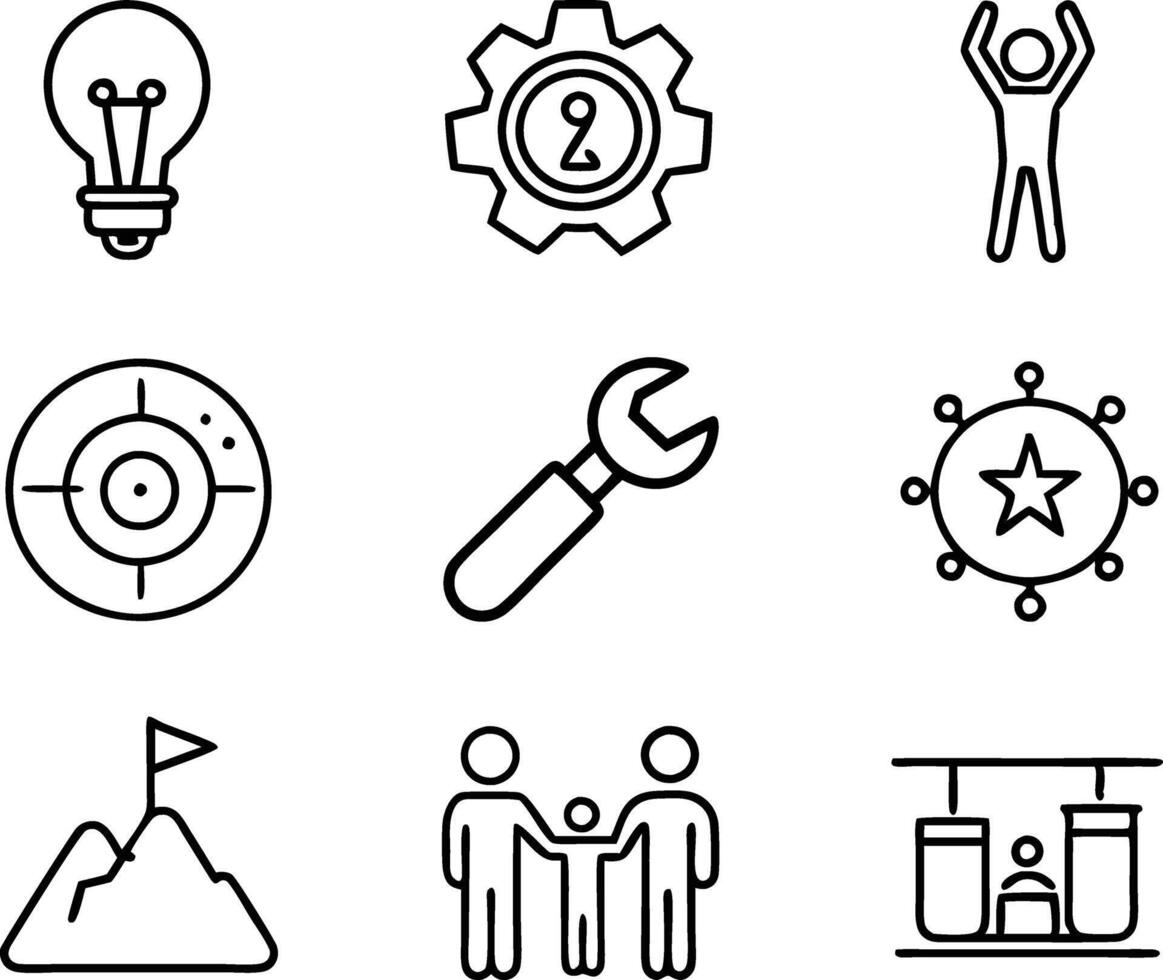 set of skills icon line art. skill, concept, development, education, training, skills, youth, creative vector