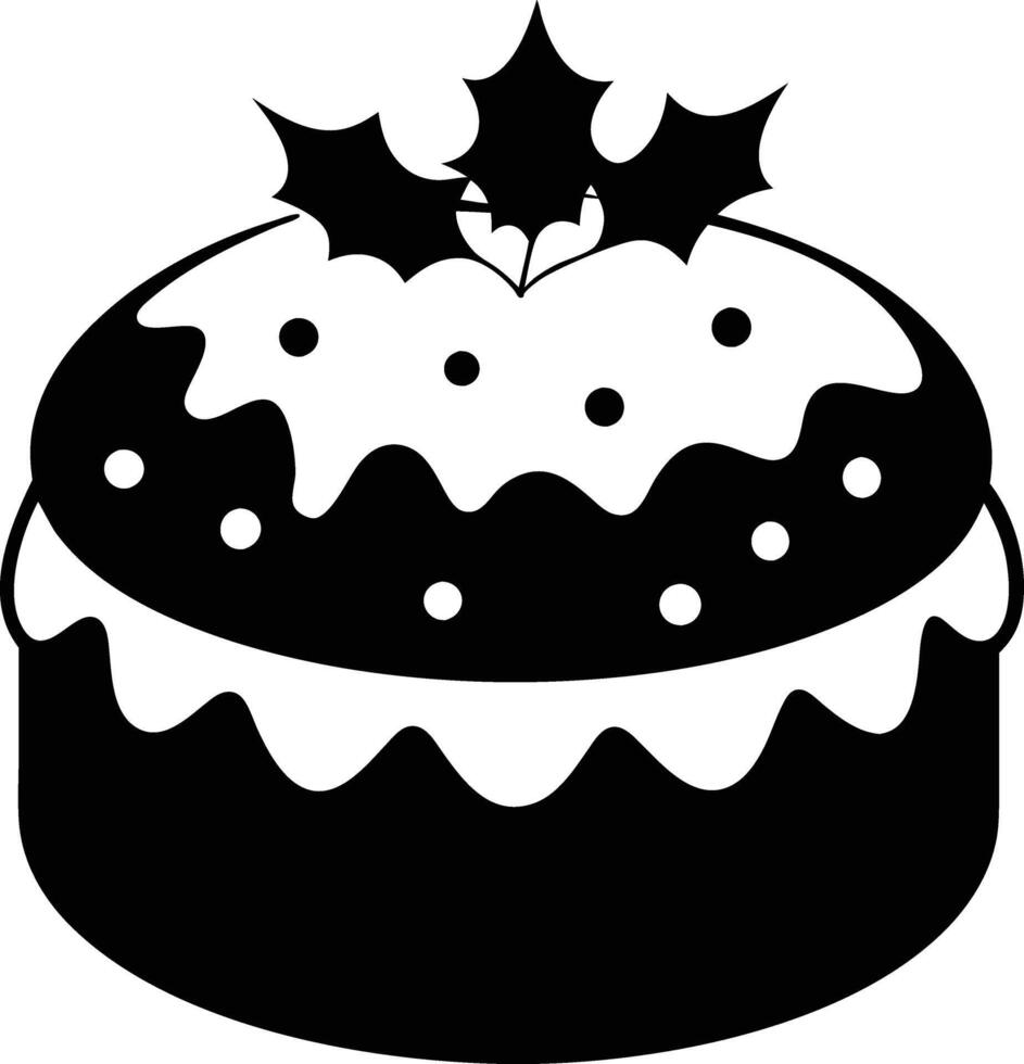 christmas cake illustration black and white. dessert, christmas, celebration, cake, holiday, bakery, festive vector