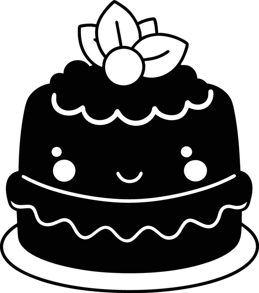 christmas cake illustration black and white. dessert, christmas, celebration, cake, holiday, bakery, festive vector