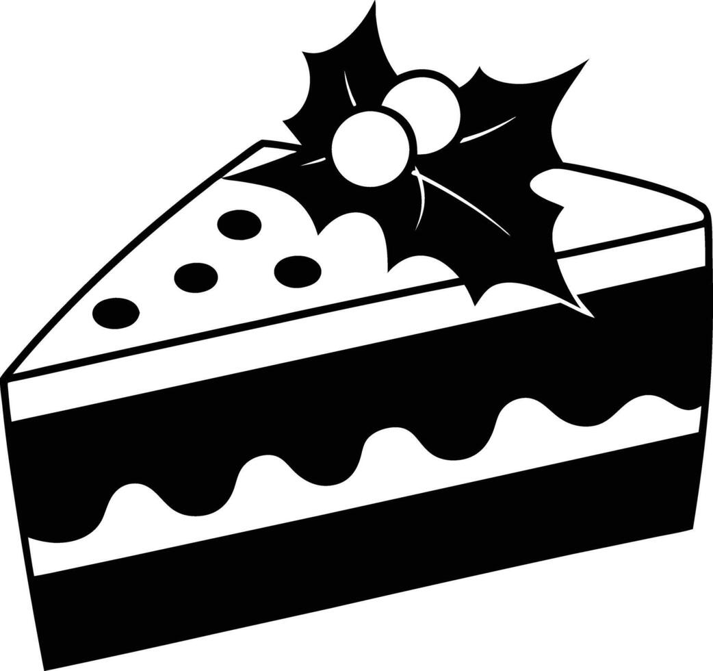 christmas cake illustration black and white. dessert, christmas, celebration, cake, holiday, bakery, festive vector
