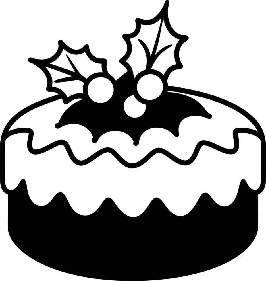 christmas cake illustration black and white. dessert, christmas, celebration, cake, holiday, bakery, festive vector
