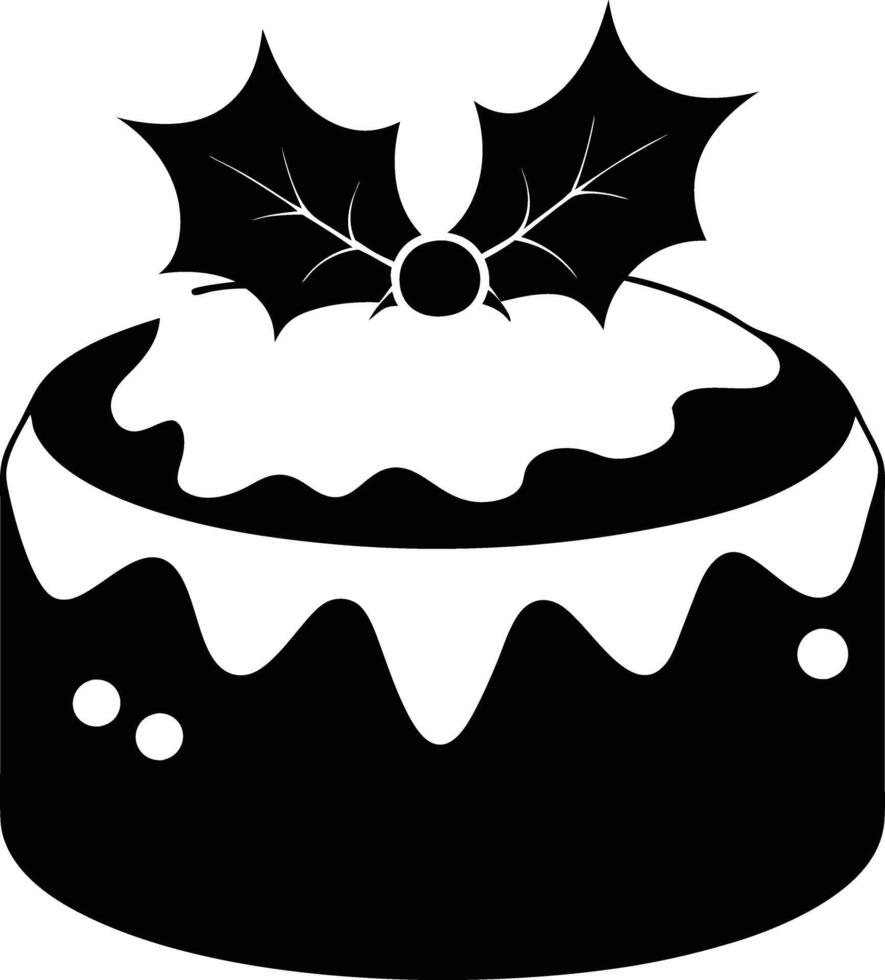 christmas cake illustration black and white. dessert, christmas, celebration, cake, holiday, bakery, festive vector