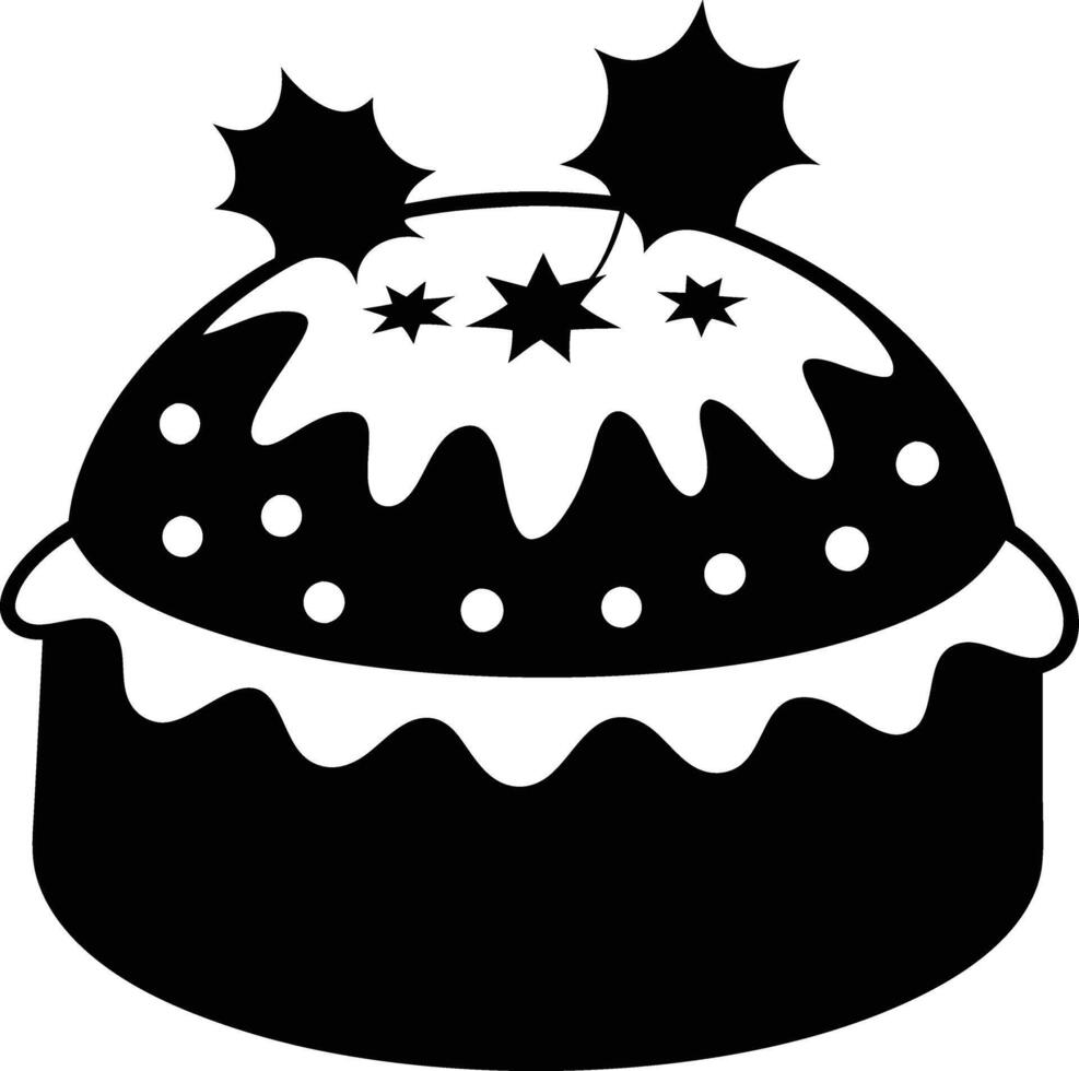 christmas cake illustration black and white. dessert, christmas, celebration, cake, holiday, bakery, festive vector