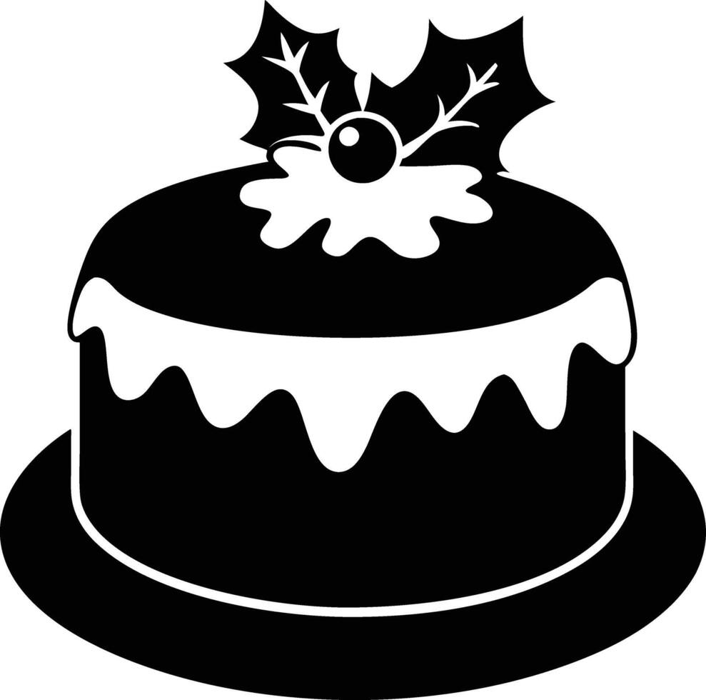 christmas cake illustration black and white. dessert, christmas, celebration, cake, holiday, bakery, festive vector