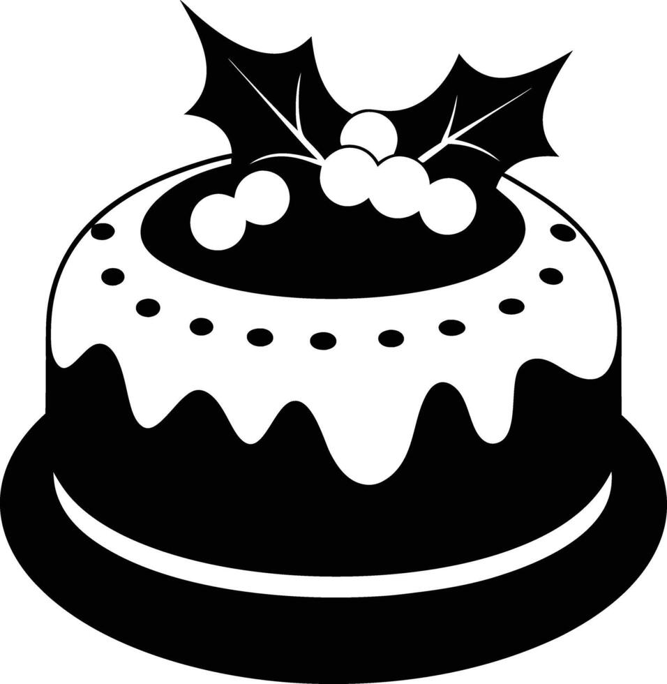 christmas cake illustration black and white. dessert, christmas, celebration, cake, holiday, bakery, festive vector