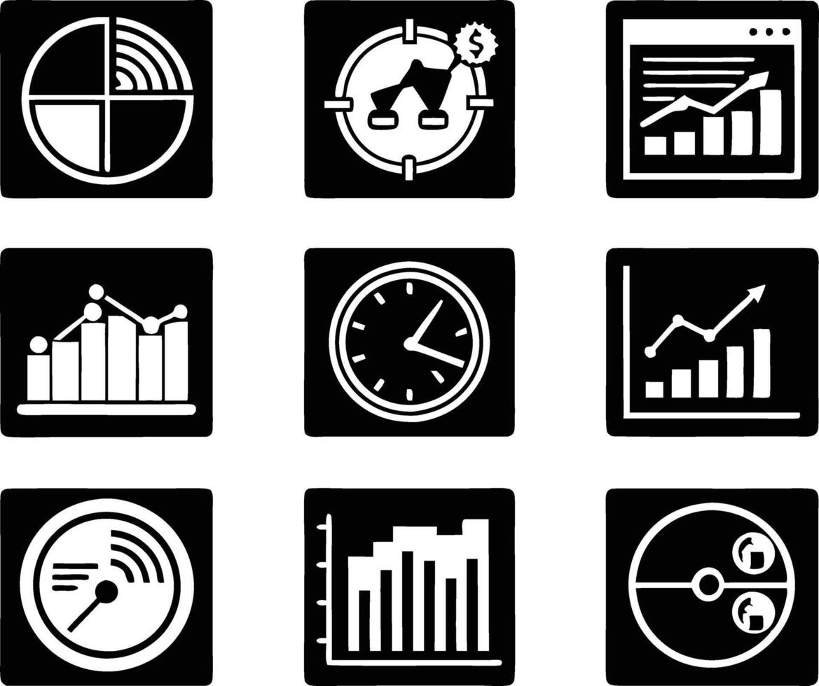 set of statistics icon illustration. business, chart, graph, statistics, data, finance, investment, concept, analysis vector