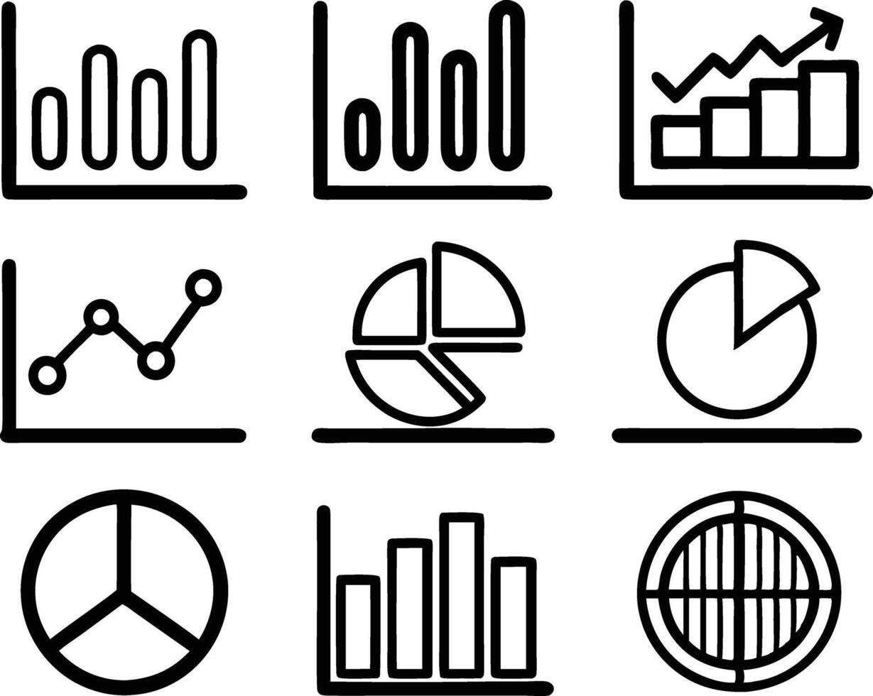 set of statistics icon illustration. business, chart, graph, statistics, data, finance, investment, concept, analysis vector