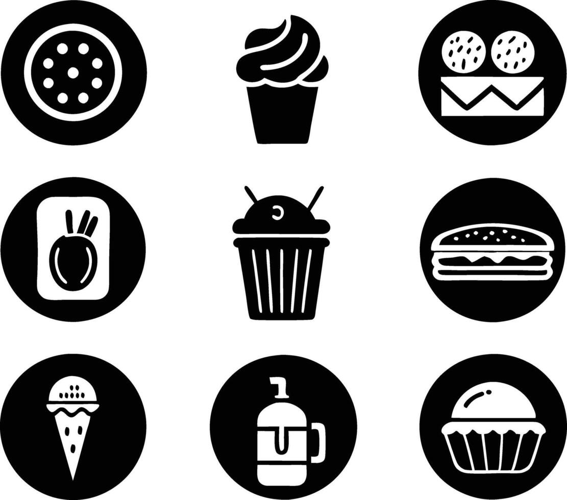 set of food and drink icon illustration. food, drink, beverage, restaurant, wine, lunch, breakfast, alcohol, cocktail vector