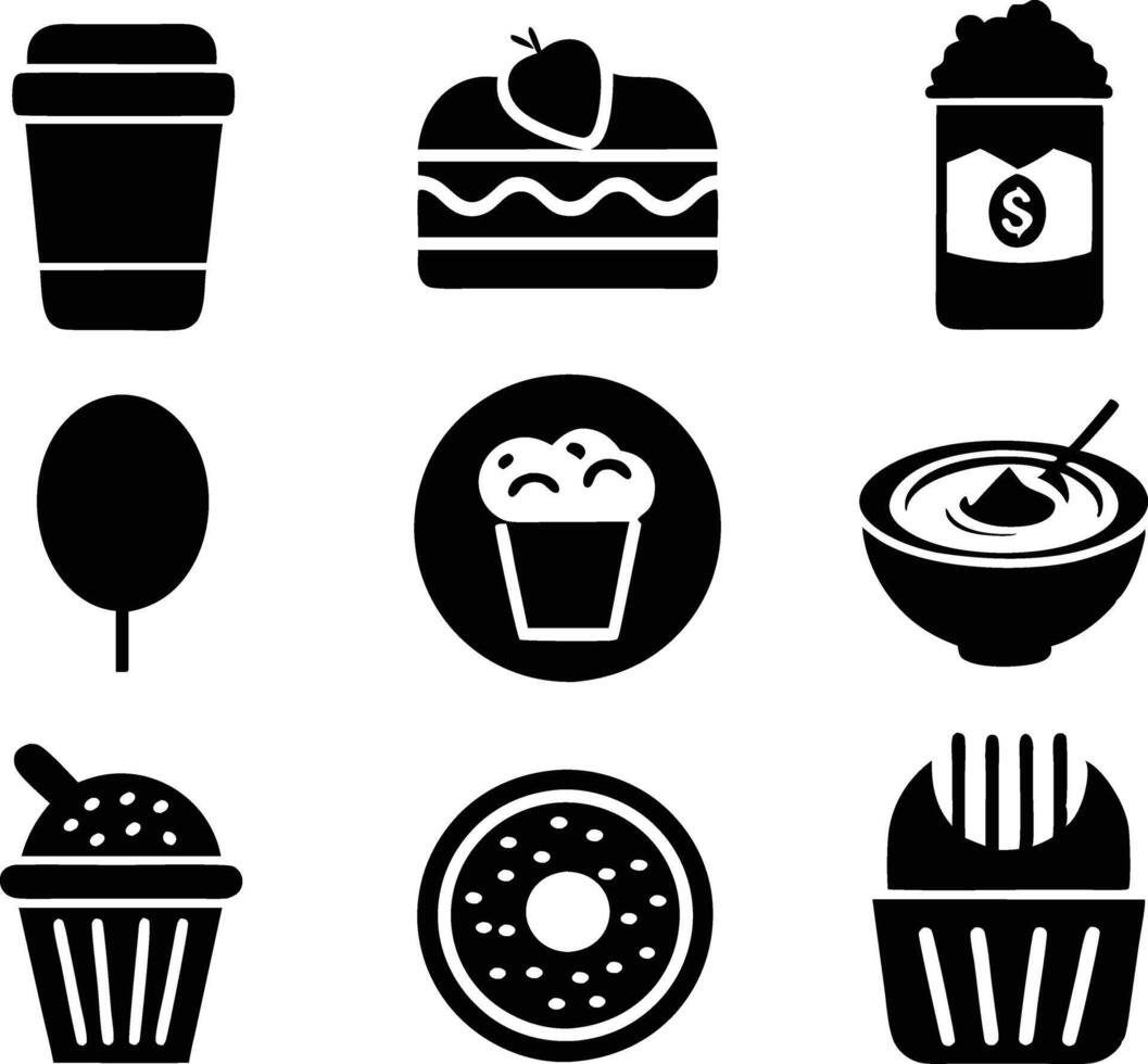 set of food and drink icon illustration. food, drink, beverage, restaurant, wine, lunch, breakfast, alcohol, cocktail vector