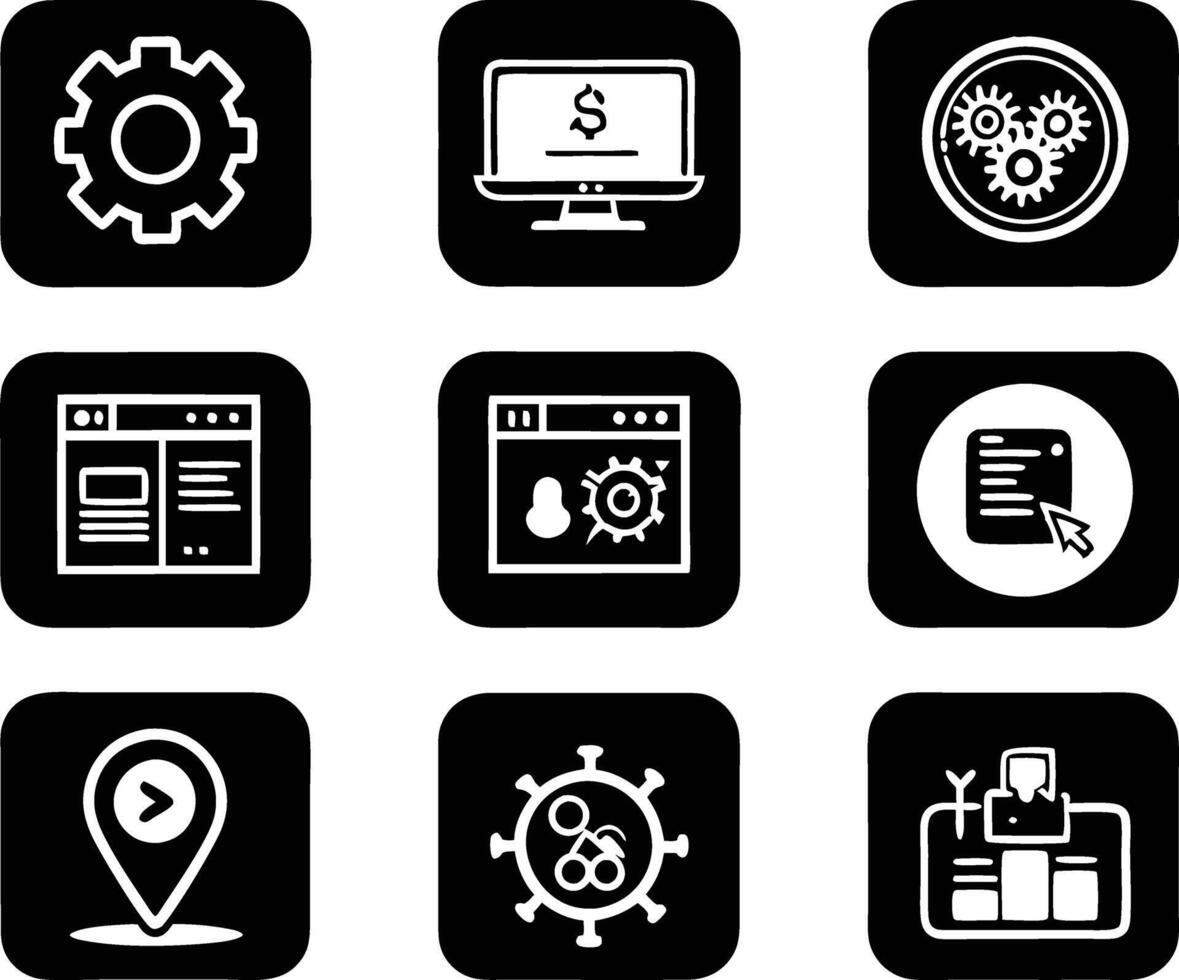 set of ui and ux icon illustration. screen, technology, ux, illustration, web, template, user, application, graphic, business vector