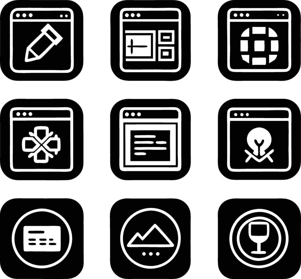set of ui and ux icon illustration. screen, technology, ux, illustration, web, template, user, application, graphic, business vector