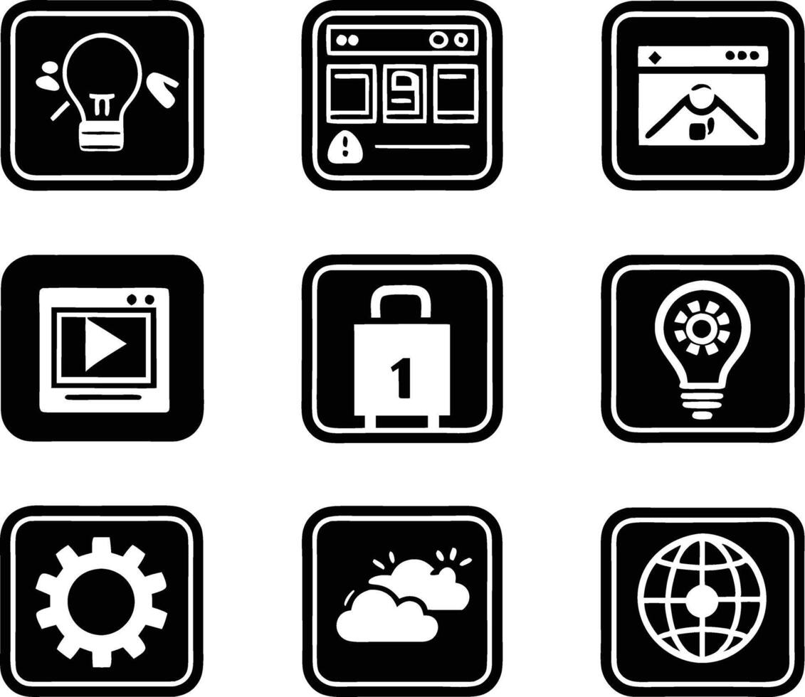 set of ui and ux icon illustration. screen, technology, ux, illustration, web, template, user, application, graphic, business vector