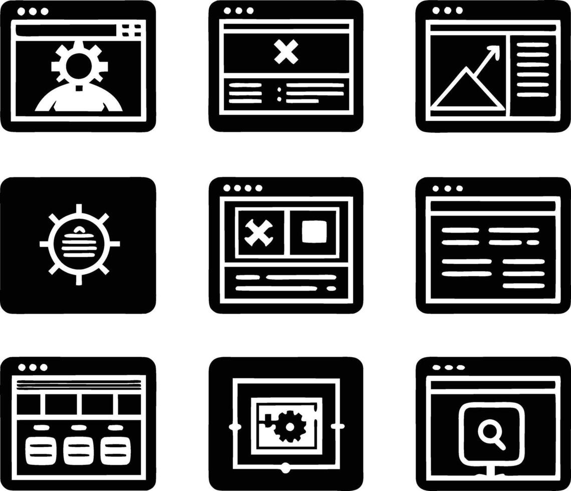set of ui and ux icon illustration. screen, technology, ux, illustration, web, template, user, application, graphic, business vector