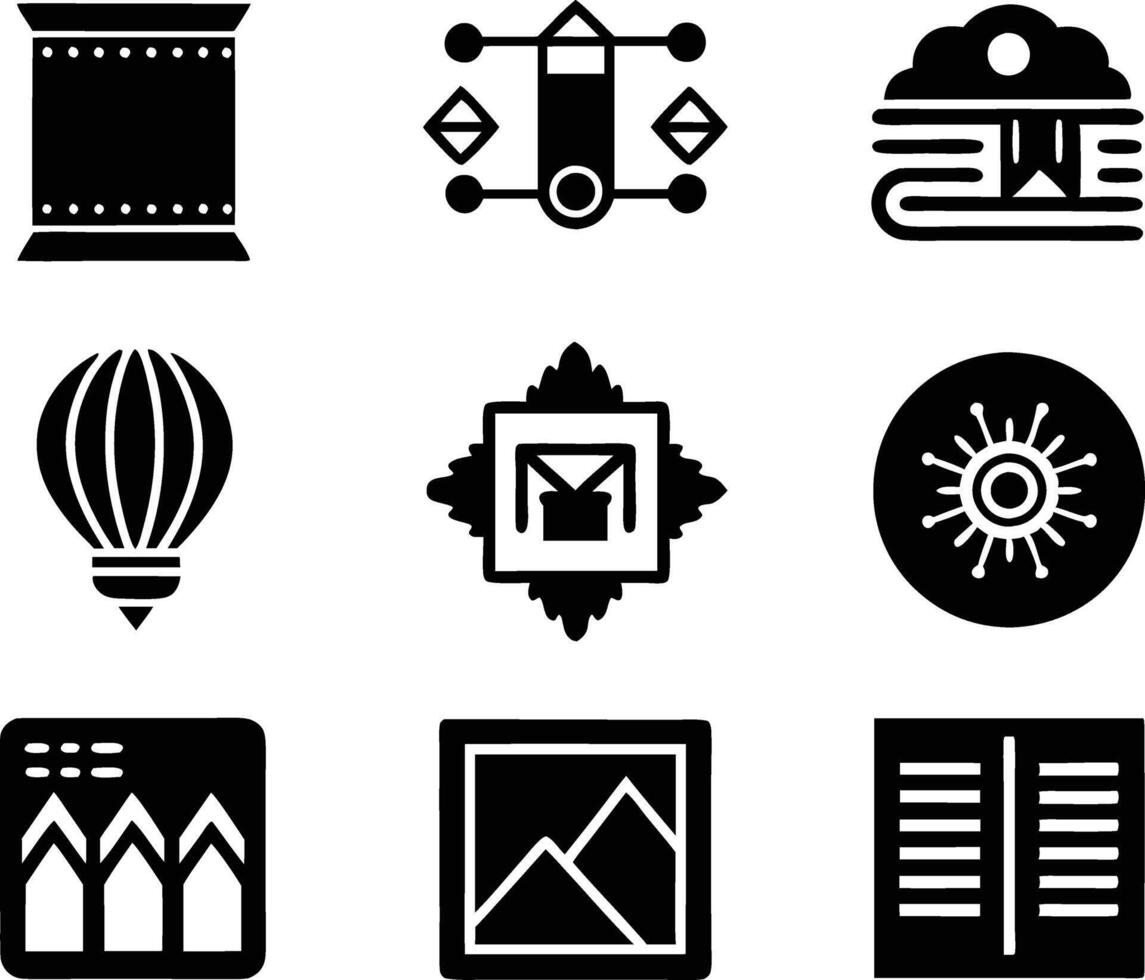 set of graphics design icon illustration. creative, digital, art, line, abstract, background, concept, technology, modern, business vector