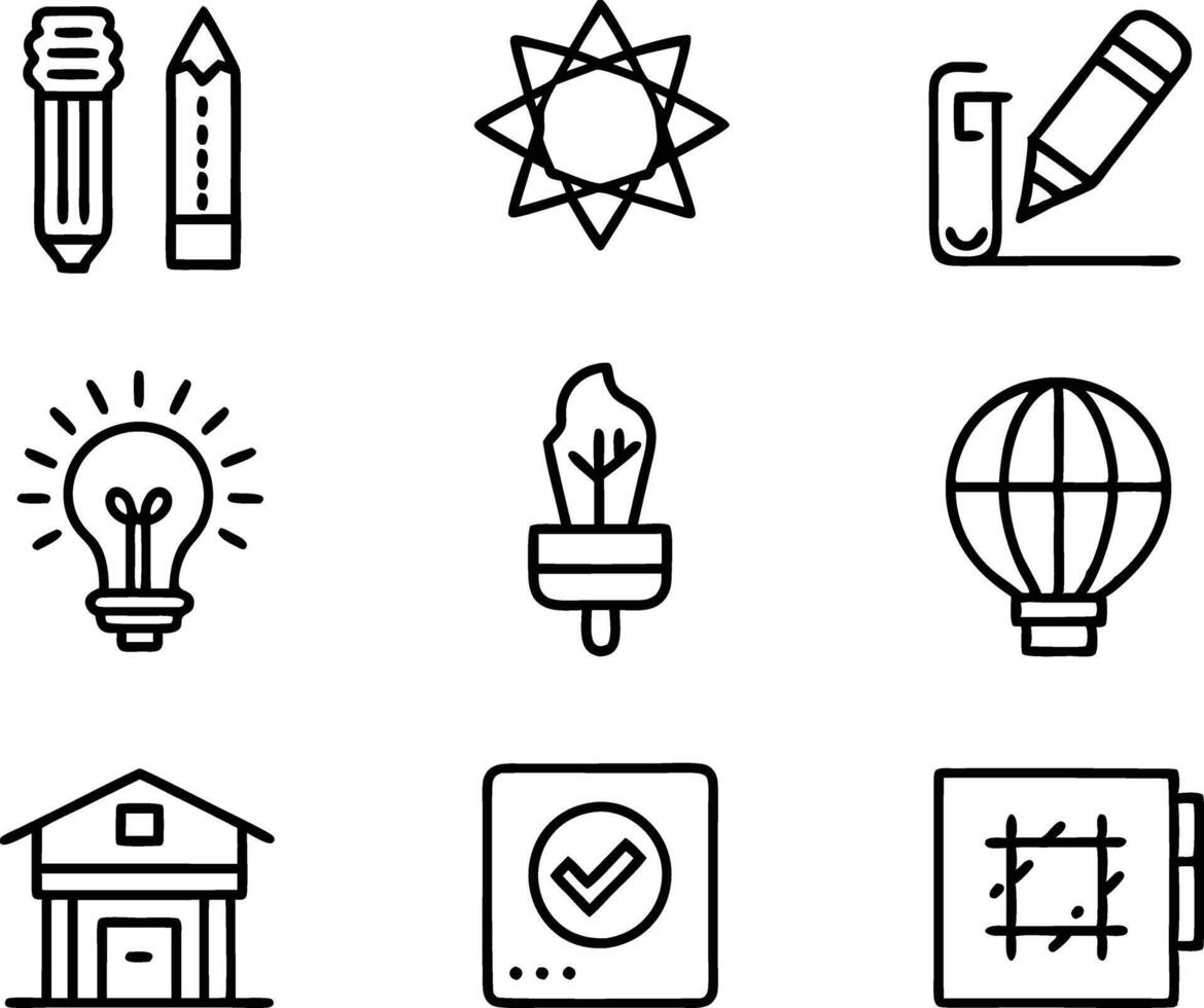 set of graphics design icon illustration. creative, digital, art, line, abstract, background, concept, technology, modern, business vector