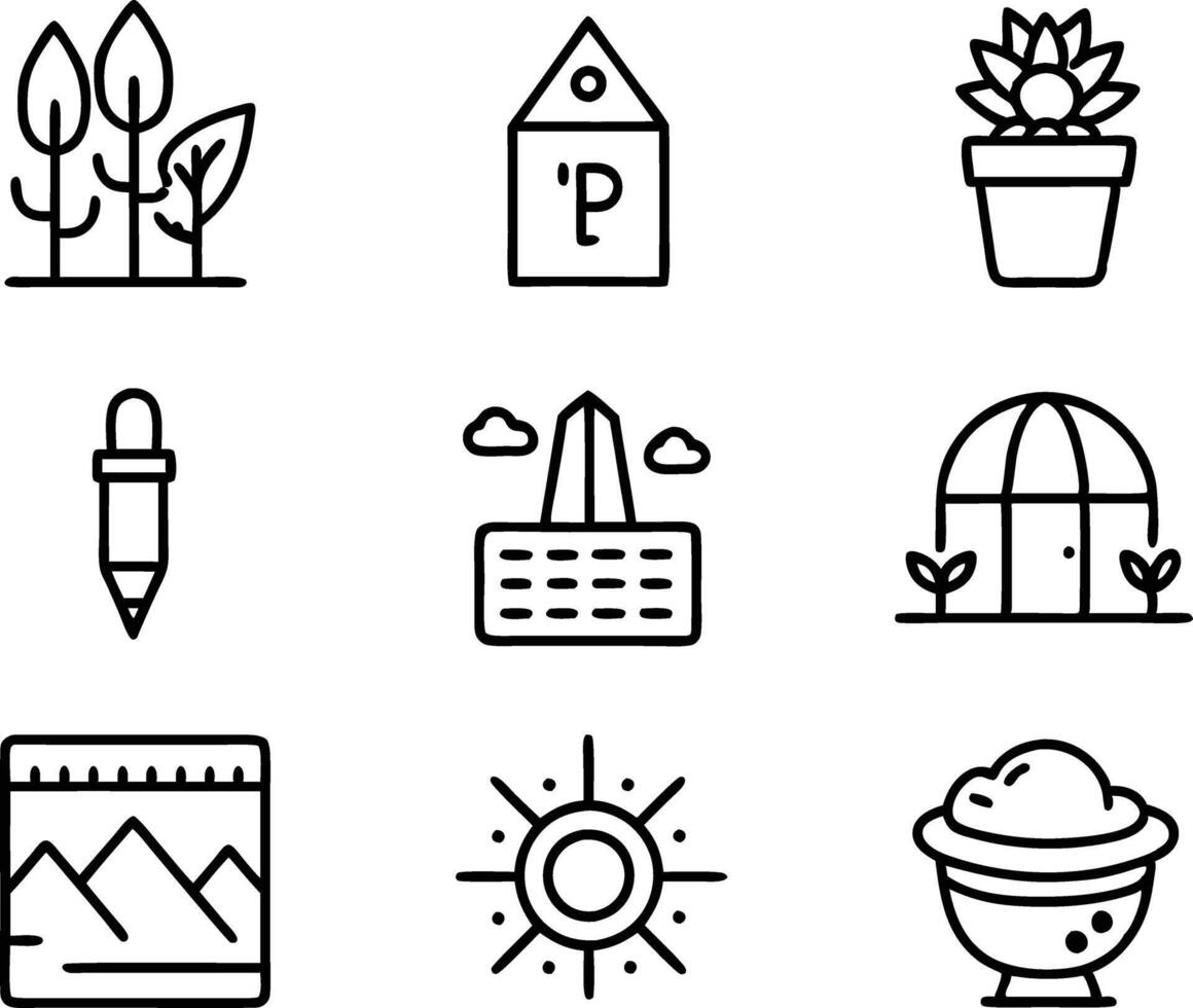 set of graphics design icon illustration. creative, digital, art, line, abstract, background, concept, technology, modern, business vector
