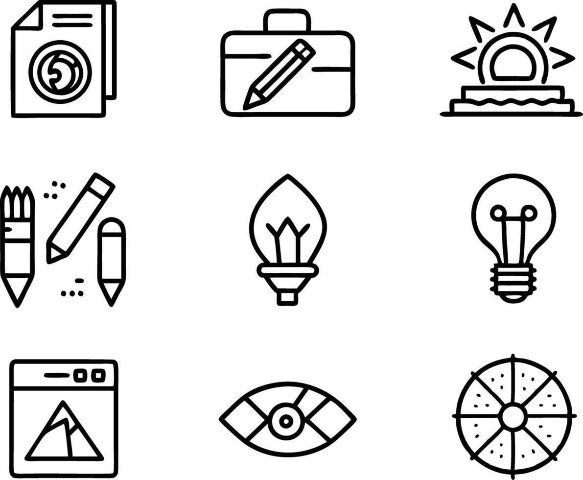 set of graphics design icon illustration. creative, digital, art, line, abstract, background, concept, technology, modern, business vector
