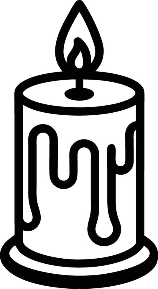 candle with a flickering flame and dripping wax, silhouette. decorative, drip, home, event, festive, fire, flame, flickering, glow vector